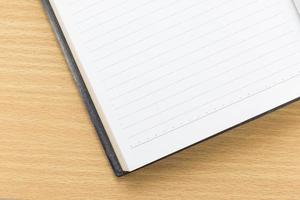 Open notebook with blank page photo