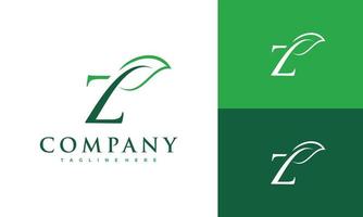 letter Z green leaf logo vector