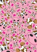 Cute Cartoon Cow Character Farmyard Pattern vector