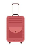 Travel suitcase on wheels with a pocket on a white background. vector