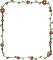 hand dragen rektangel ram dekoration element med blommor och löv klämma konst png
