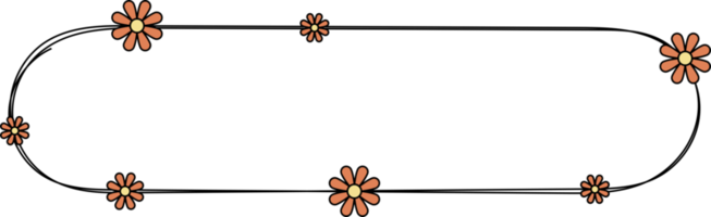 mano dibujado rectángulo marco decoración elemento con flores acortar Arte png