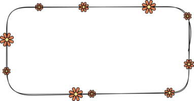 hand- getrokken rechthoek kader decoratie element met bloemen klem kunst png