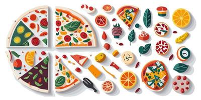 Flat Vector Illustration of a Delicious Pizza Character with Toppings