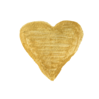 Watercolor gold heart. Transparent hand drawn heart shape and love symbol for design png