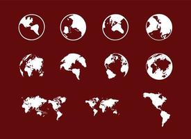 world map all countries circular and flat maps all international territories vector