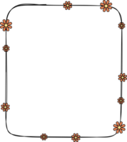 mão desenhado retângulo quadro, Armação decoração elemento com flores grampo arte png