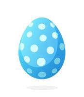 Flat illustration of blue Easter egg with dotted pattern vector