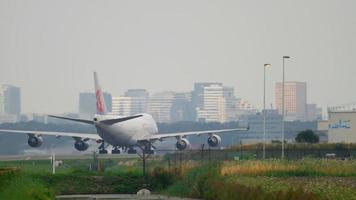 AMSTERDAM, THE NETHERLANDS JULY 26, 2017 - China Airlines Cargo Boeing 747 taxiing after landing, Shiphol Airport, Amsterdam, Holland video