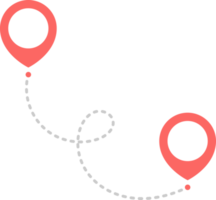 rota ícone com ponteiro PIN e pontilhado caminho png
