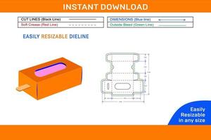 pastel sicle caja con ventana morir cortar modelo y 3d caja diseño1 vector