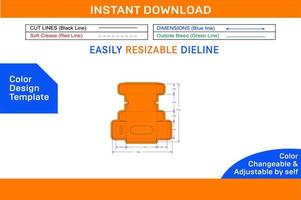 Cake sicle box with window die cut template and 3D box design Color Design Template vector