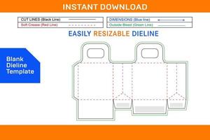 Shoes box without glue shoe box dieline template and 3D box design Blank dieline template vector