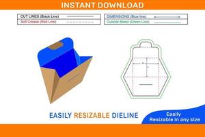 Envelope origami dieline template and 3D vector file Box dieline and 3D box