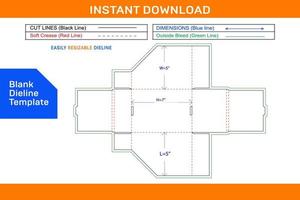 Cardboard storage bin box dieline template and 3D render file Blank dieline template vector