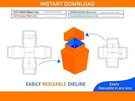 Medicine box with lid packaging dieline template and 3D box design Box dieline and 3D box vector