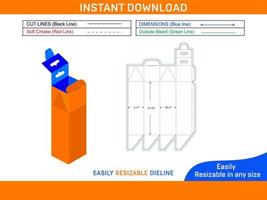 Skin care cosmetic box with hanger dieline template and 3D box design Box dieline and 3D box vector