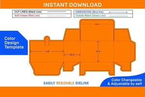 Toy corrugated box dieline template and 3D vector file Color Design Template