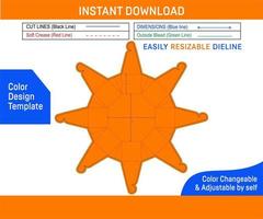 Octagon folding box dieline template and 3D box design Color Design Template vector