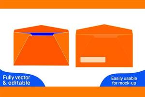 Window Envelope dieline template and 3D envelope 3D box vector