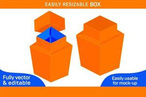 Medicine box with lid packaging dieline template and 3D box design 3D box vector