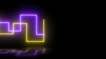 purple and yellow glowing neon sign background. wavy laser motion animation in square shape. 4k videos