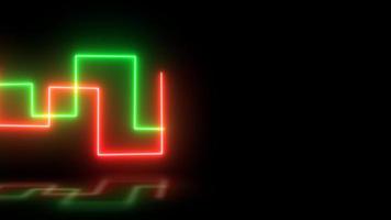 Grün und rot glühend Neon- Zeichen Hintergrund. wellig Laser- Bewegung Animation im Platz Form. 4k Videos