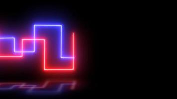 blue and red glowing neon sign background. wavy laser motion animation in square shape. 4k videos