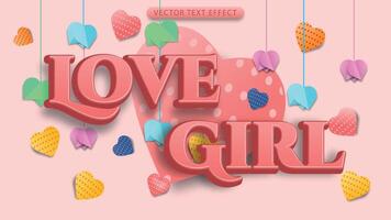 3d efecto texto con romántico estilo vector