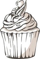 illustration of cupcake with heart. can be used for greeting cards or party invitations. vector