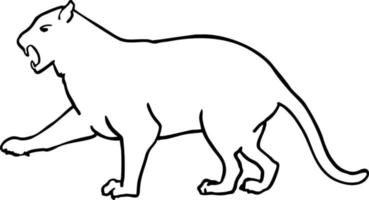 Leopard, cheetah, tiger. Silhouette of an animal from the cat family. One line image vector