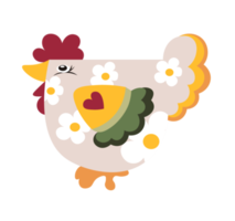 Doodle chicken with flower png