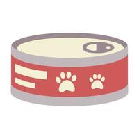 Can for animals, cats, round tin can with paw label. vector
