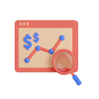 zoeken financiën analytics 3d icoon illustratie png