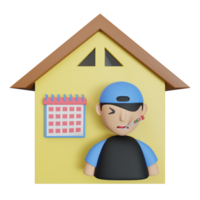 home quarantine 3d icon illustration png