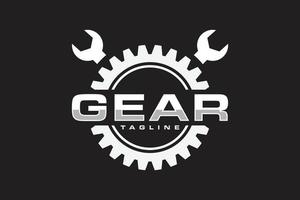 gear wrench emblem logo vector