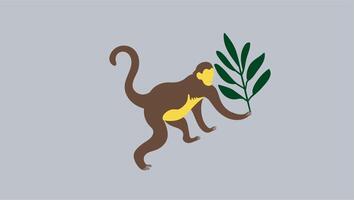 Monkey with Leaf vector