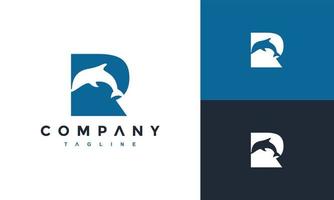 letter R dolphin logo vector