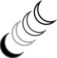 Moon Phase Waning Waxing Crescent Various Composition Line Art Coloring vector