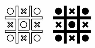 outline silhouette tic Tac toe icon set isolated on white background vector