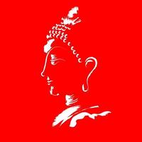 Brush stroke Buddha paint over red background vector