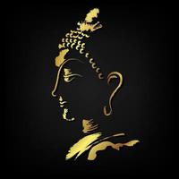 Golden Buddha face brush stroke over black background vector