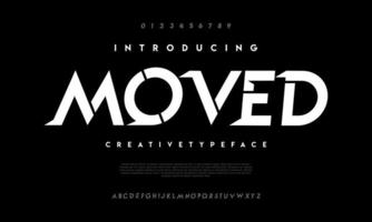 Moved modern abstract digital alphabet font. Minimal technology typography, Creative urban sport fashion futuristic font and with numbers. vector illustration