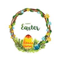 Happy easter colorful painted egg card design vector