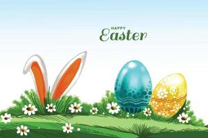 Happy easter eggs celebration holiday card background vector