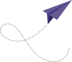 Paper airplane with dotted path png