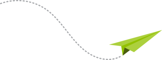 papper flygplan med prickad väg png