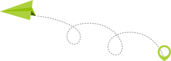 papier avion avec à pois trace et carte aiguille épingle png