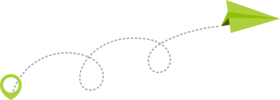 papper flygplan med prickad spår och Karta pekare stift png