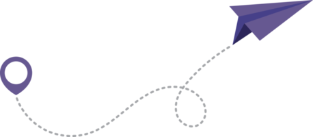 papper flygplan med prickad spår och Karta pekare stift png